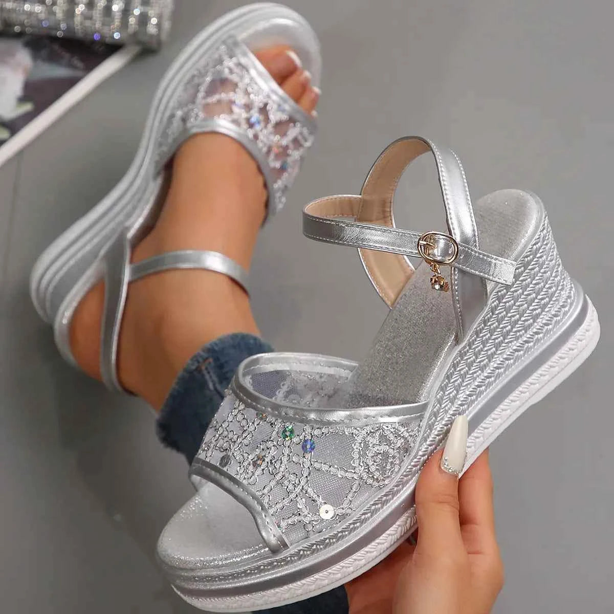 Rhinestone Embellished Platform Wedge Sandals 8167e10a-df99-4d44-af8e-4fea42886127-Max-Origin