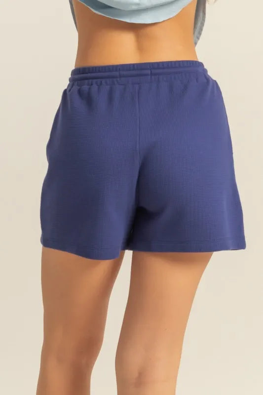 Drawstring Waffle Knit Front Pocket Shorts 8170266b-3d46-465d-bdbb-e9a6159ed1b0-Max
