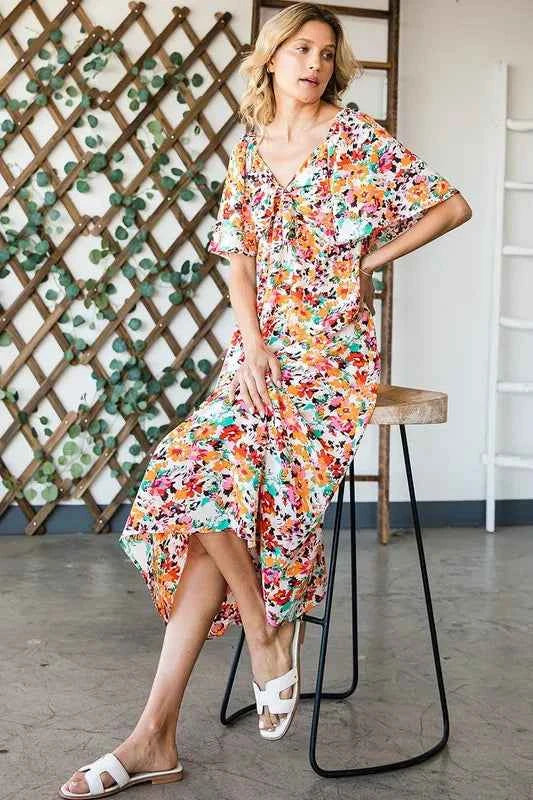 Lime 'N' Chili Floral Print Sweetheart Neck Tie Front Midi Dress 817880ee30c5421d9e1c2e1d884b0866-Max-Origin