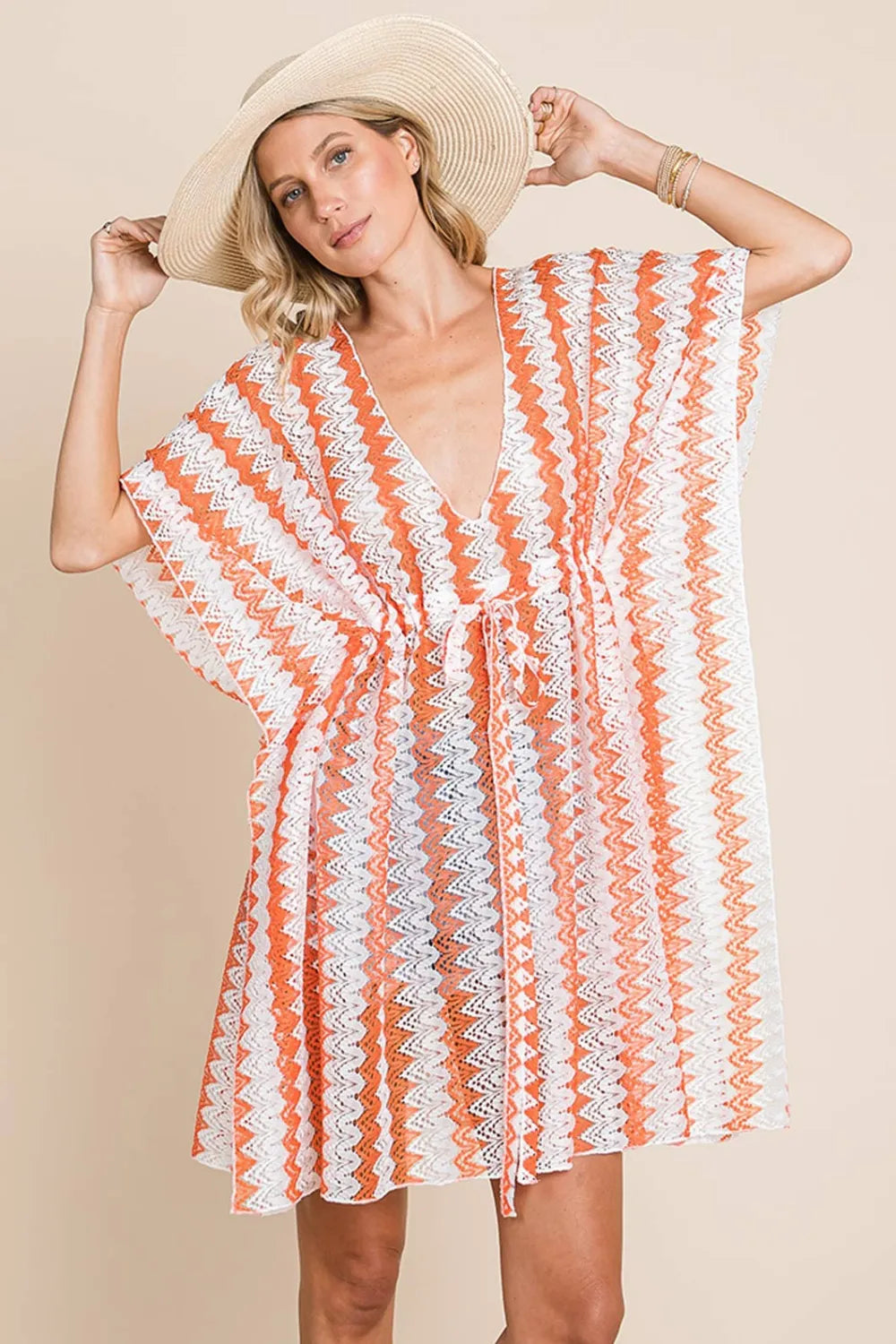 Cotton Bleu by Nu Label Multi Crochet Lace Cover Up Orange 817933db-9ae9-47a9-bad1-4d5c2cf78c21-Max