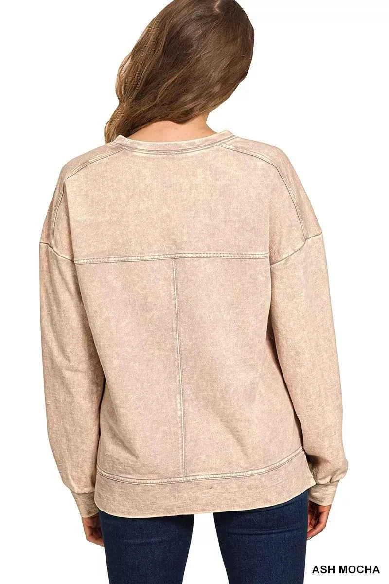 Acid Wash French Terry Exposed-Seam Pullover 817f135587394b9d8701b5f011c32e00-Max-Origin