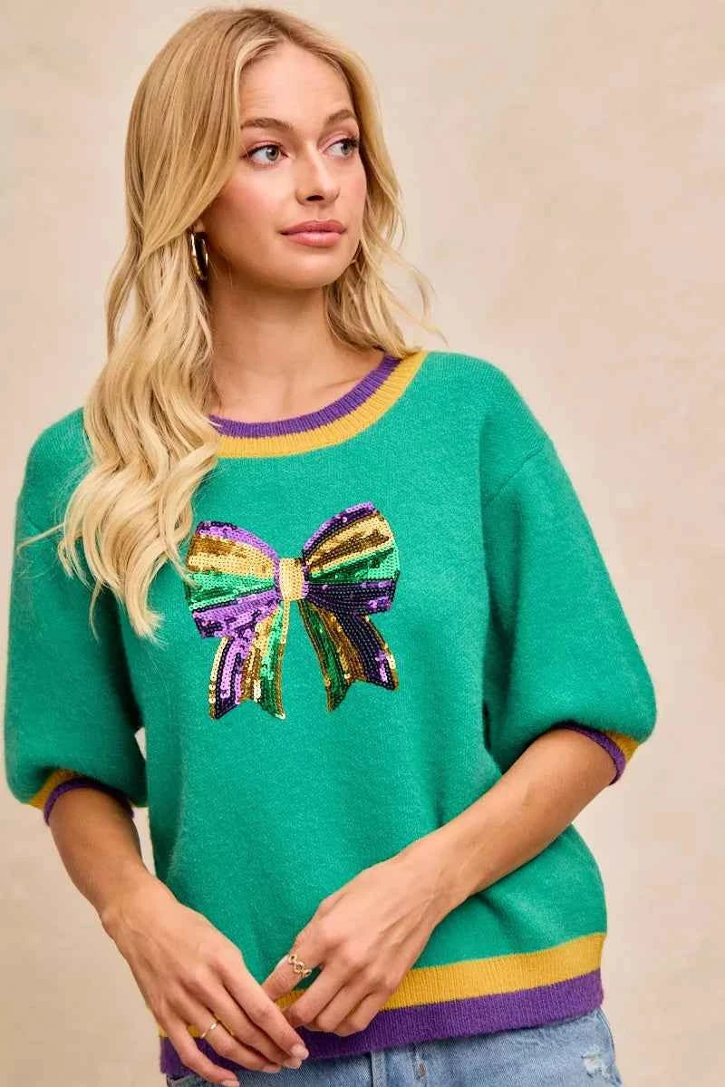 BiBi Mardi Gras Sequin Ribbon Patched Sweater 818ded64c9dd4dfb8a2b345ec02a5eb9-Max-Origin