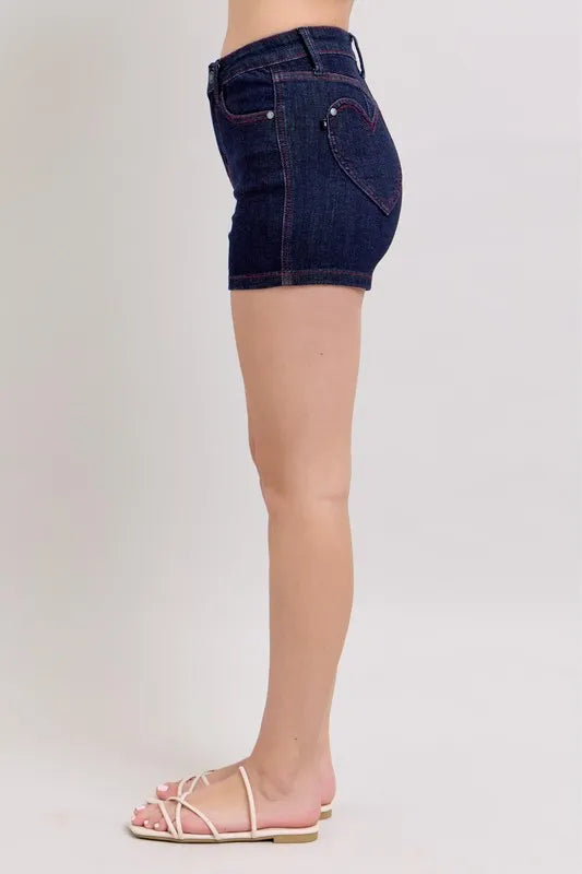 Judy Blue Full Size High Waist Heart Shaped Pkts & Red Contrast Thread Denim Shorts Plus Size 819191f2e8fc42638b17c6ccc23cbb61-Max-Origin