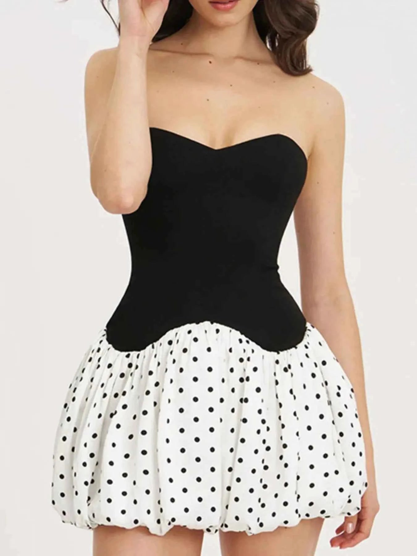 Sweetheart Neck Polka Dot Tube Mini Dress 8191f0f2-3237-453b-adc9-03cf8d2fc2eb-Max-Origin
