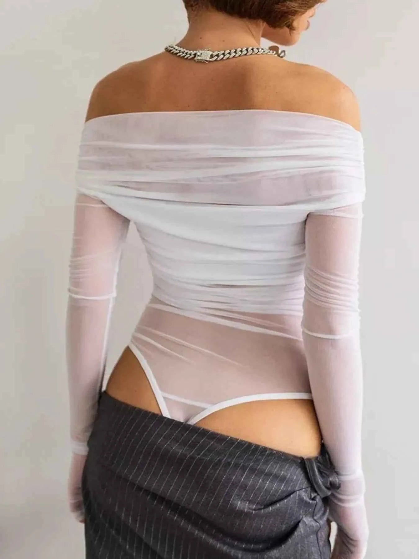 Off-Shoulder Long Sleeve Mesh Bodysuit 8193829f-57d0-41b3-acd8-fc2ef835fa97-Max-Origin