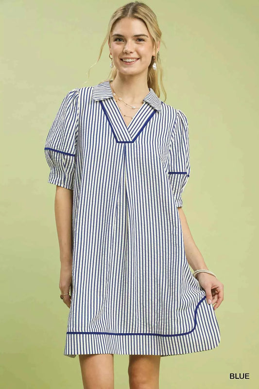 Umgee Stripe Collared Shift Dress BLUE 81a7e62b-284d-41ce-ace9-3514723c10a7-Max-Origin