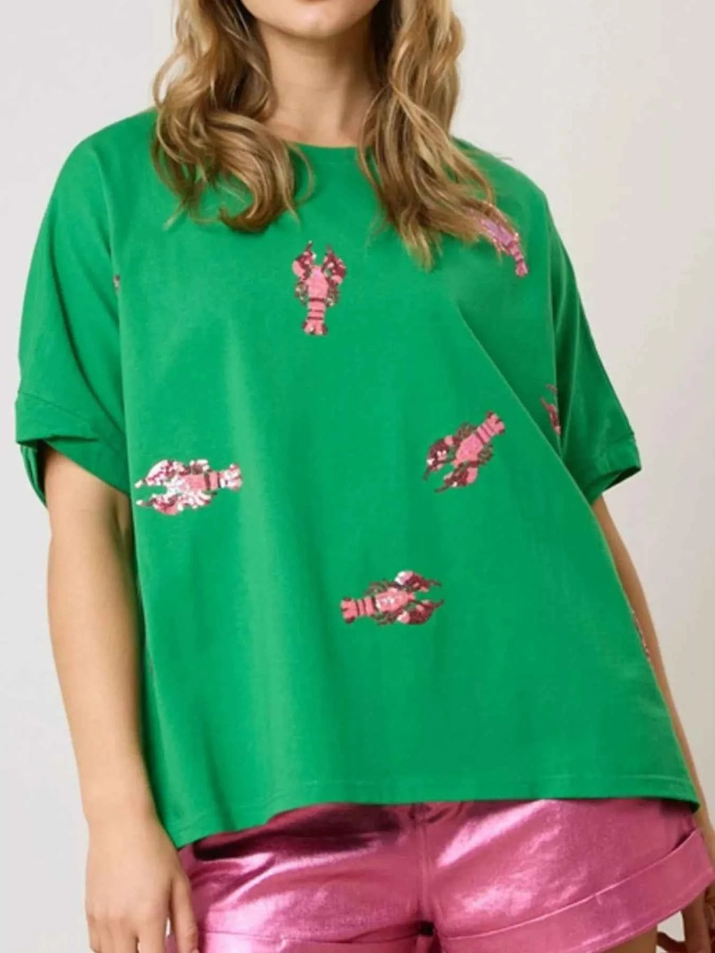 Sequin Lobster Round Neck T-Shirt 81aa100f-a236-448a-b29c-ef0c0c0e0e48-Max-Origin