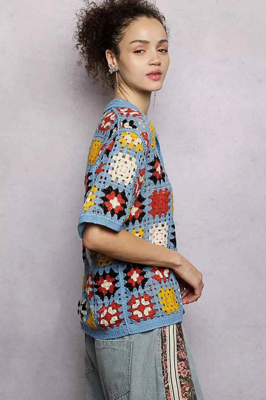 Crochet Short Sleeve Relaxed Fit Shirt 81bedd20-5a21-40f3-9233-79405a733d85-Max-Origin