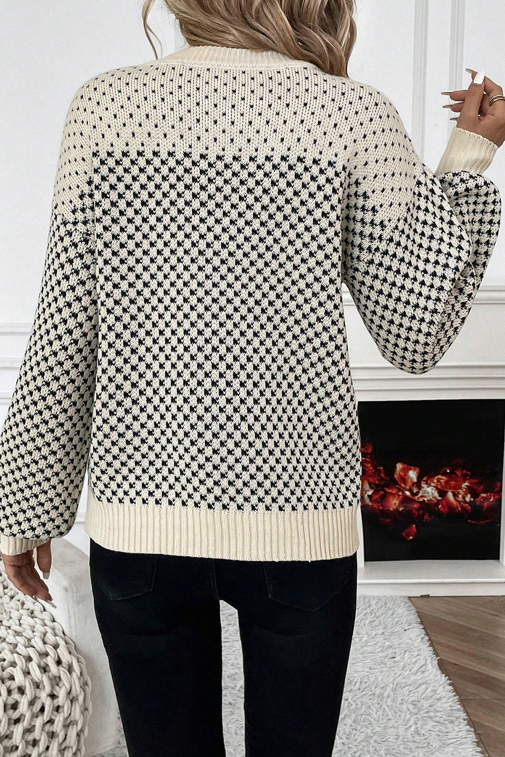 Red Colorblock Bishop Sleeve Knit Sweater 81c7122dfa468d0e