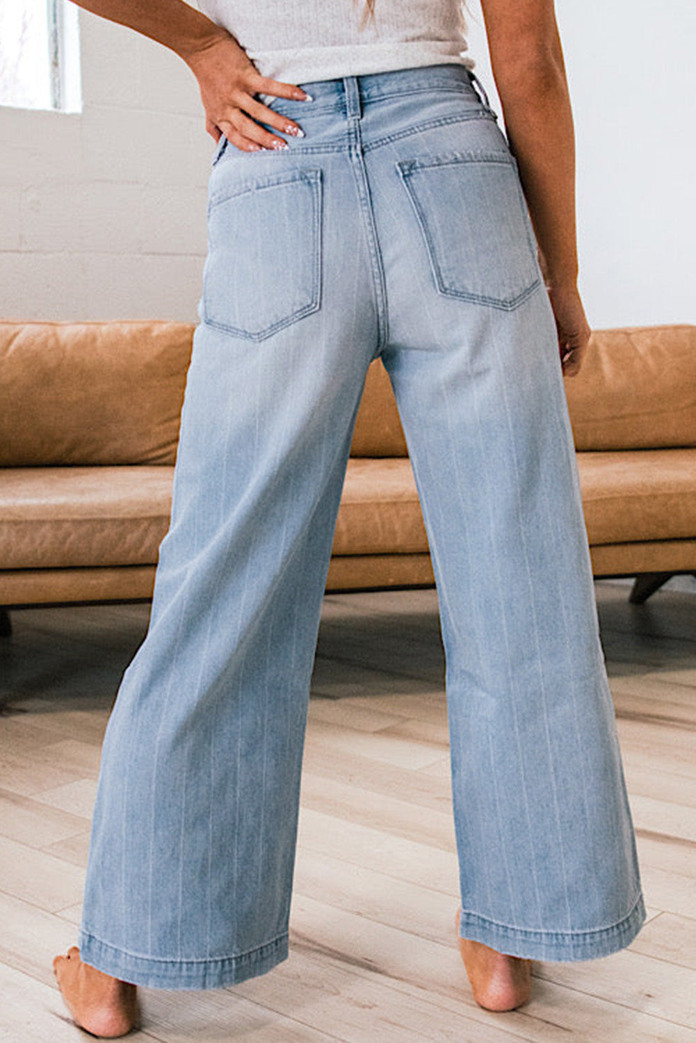 Beau Blue Multi Buttons Wide Leg Jeans 81d72ef1f9fedd50