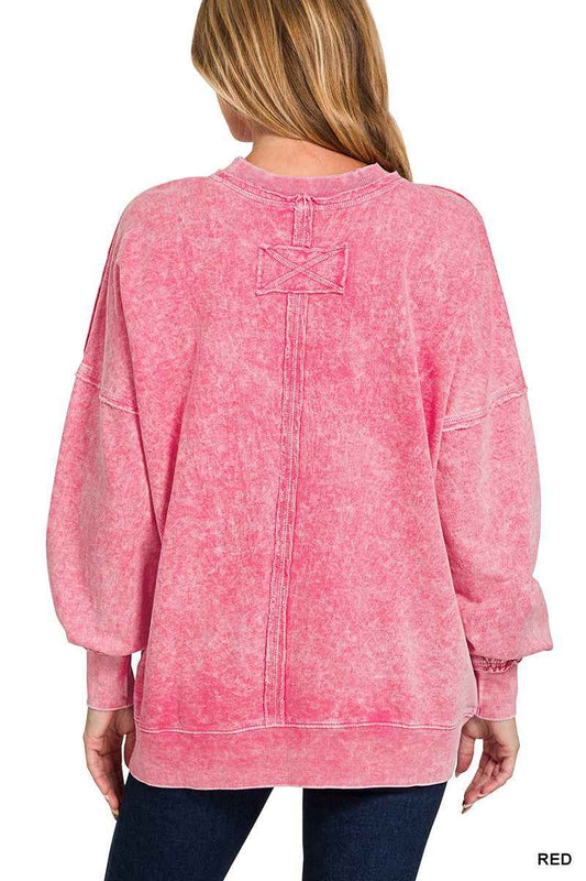 Halo Washed French Terry Exposed-seam Sweatshirt 81fc8b8858a04429ac9f9afe06467f0a-Max