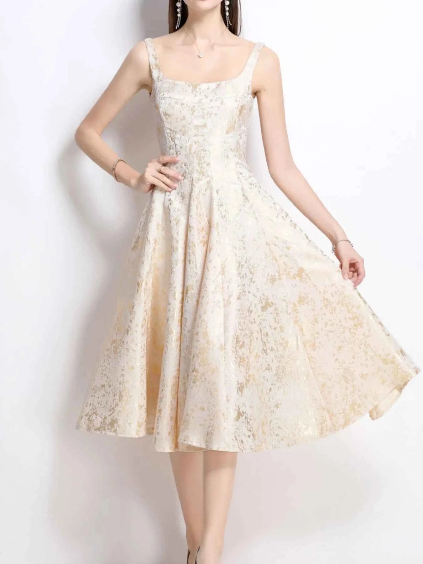 Floral A-Line Sleeveless Midi Dress