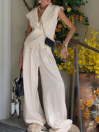 One Button Blazer & Wide Leg Pants Set 82061c74-869d-446b-ad3a-73555f5780f2-Max