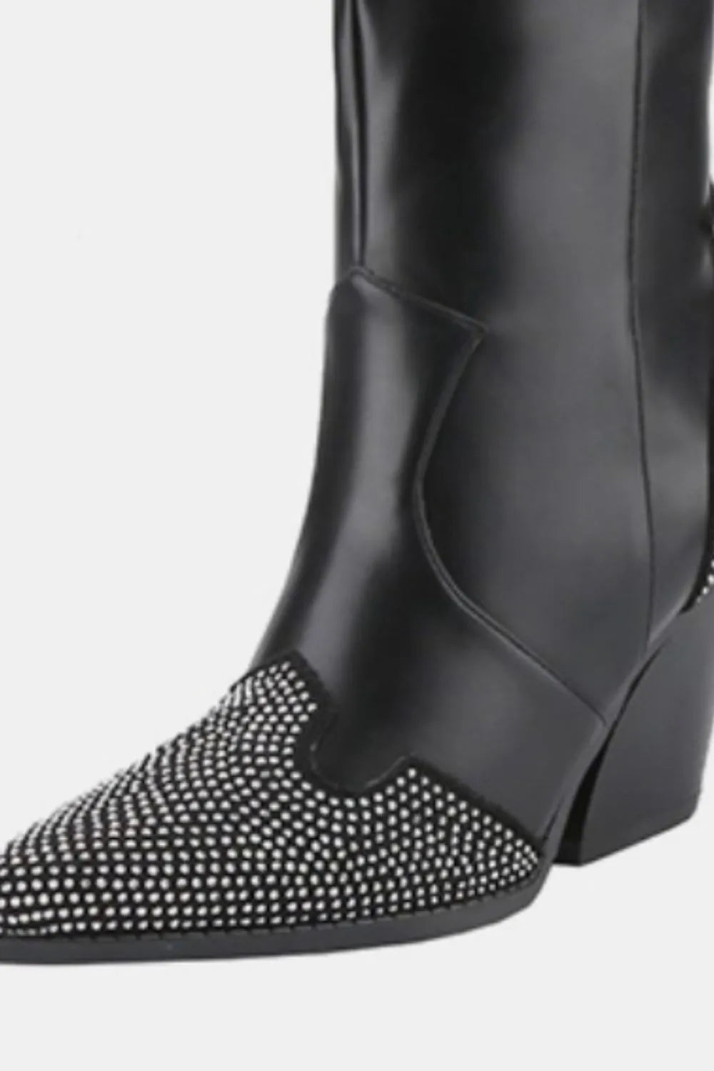 Weeboo Chunky Heel Rhinestone Decor Western Boots 820aaed9-4f77-40a7-a6d0-37f82b8dec2d-Max