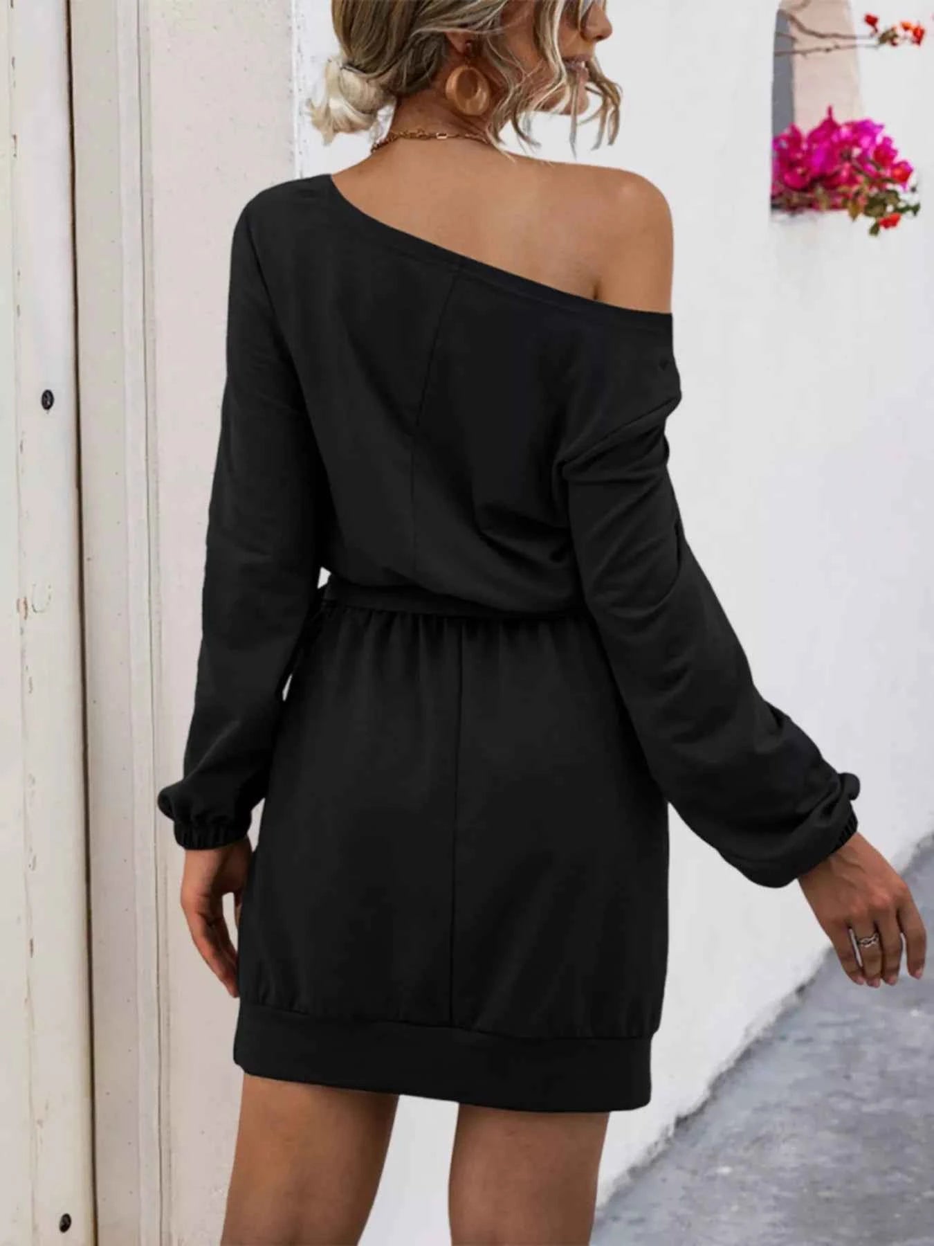 One Shoulder Tie Waist Dress 8211b592-b787-4b80-a589-f16cb1923766-Max-Origin