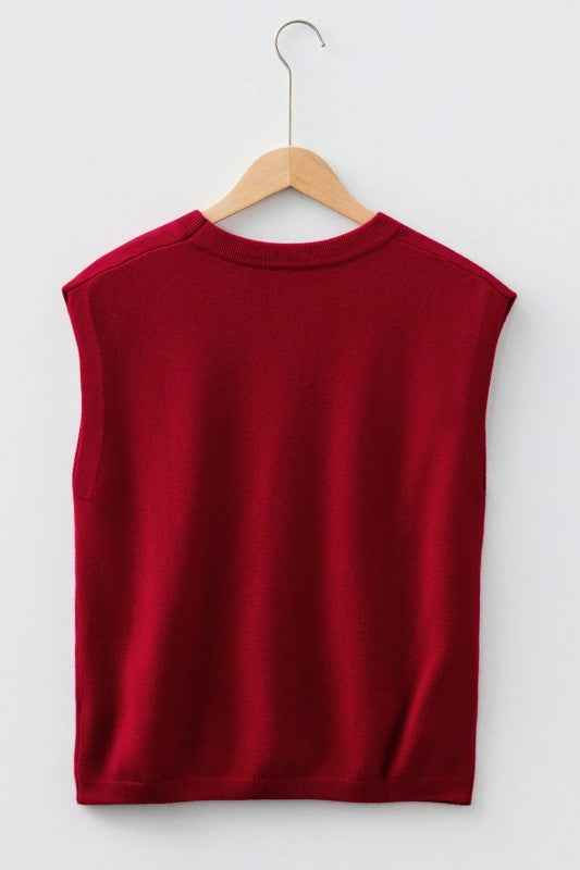 Solid Crewneck Cap Sleeve Knit Sweater 82166305-ecf9-4b0f-8cc1-b815ed79c076