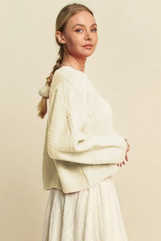 Diamond Cable Pattern Drop Shoulder Sweater 821726e4-5097-4e23-985c-32680616a05b-Max