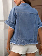 Raw Hem Button Up Denim Jacket 8225360a4bc54b178c38e40833a3e6b8-Max-Origin