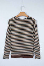 Stripe Textured Knit Long Sleeve T-Shirt 822b3240-6b9b-4df2-a1c2-edf0f1c385b5