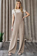 Ribbed Knit Patch Pocket Wide Leg Overalls Parchment 823e1cda-0a10-418a-abf4-633e6249b564