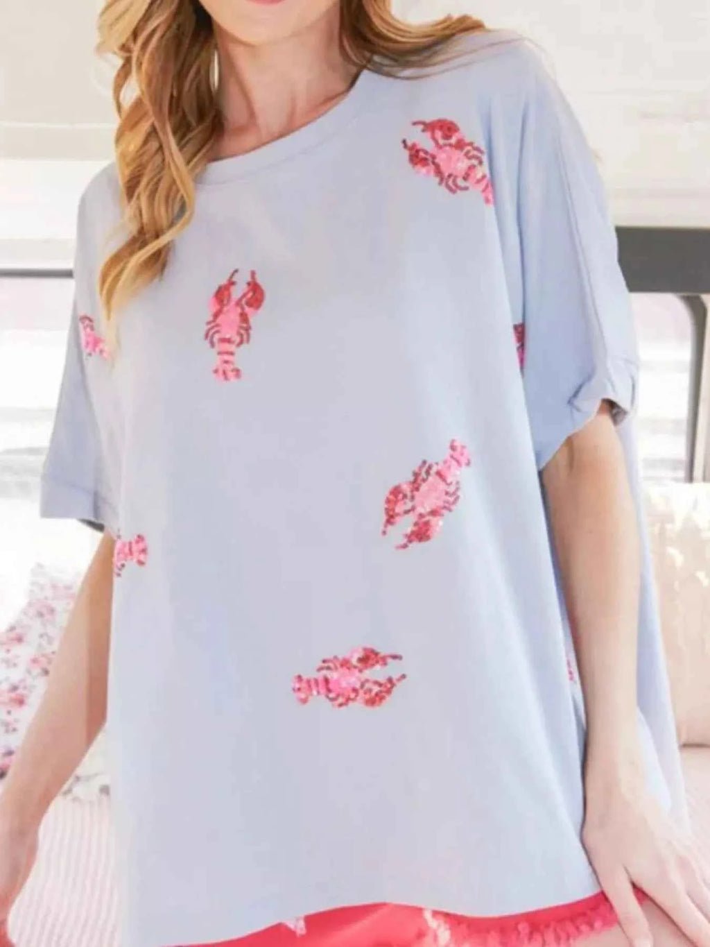 Sequin Lobster Round Neck T-Shirt 82401c36-fc4f-41cc-a903-a881cf0a3fb3-Max-Origin