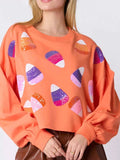 Halloween Candy Sequin Long-Sleeve Sweatshirt Orange 824471d3-c0f2-401f-95db-37230918ab65-Max-Origin