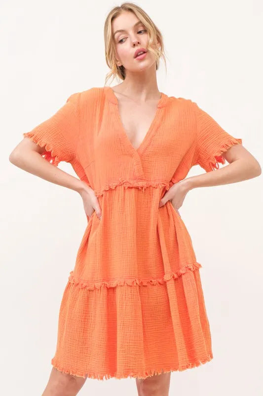 And The Why Washed Frayed Detail Tiered Dress Orange 824990cf410b40928be9eda9313caff5-Max-Origin