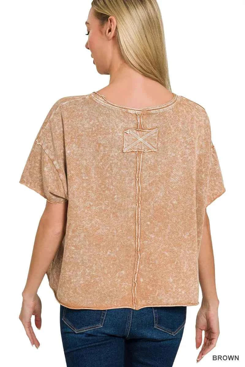 Zenana Halo Washed Cotton Short Sleeve Top 824bc5825bb94fc09217c795541e1159-Max-Origin