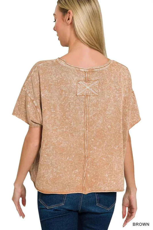 Halo Washed Cotton Short Sleeve Top 824bc5825bb94fc09217c795541e1159-Max-Origin