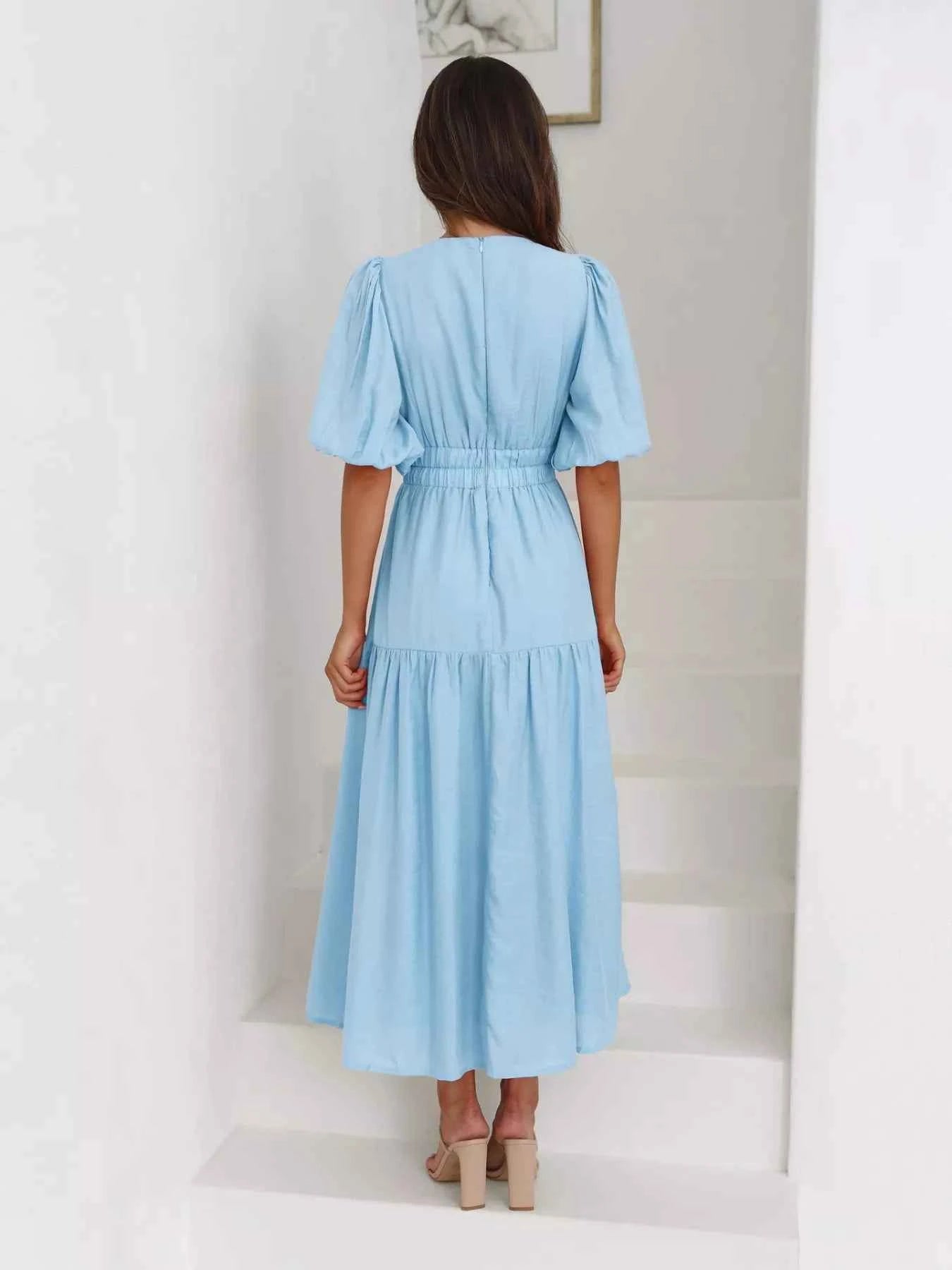 Tiered Puff Sleeve Midi Dress 8257432d-6121-47bf-9d6e-4e74e57e60ea-Max-Origin
