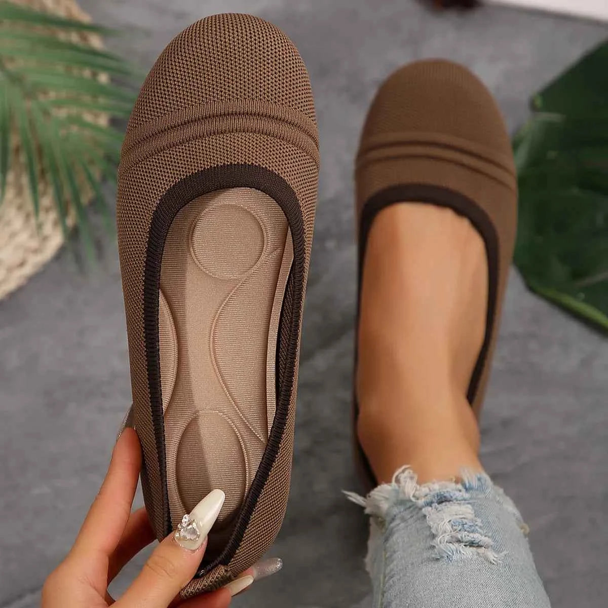 Round Toe Flat Slip-Ons Tan 826a97dcd3d5490db2e0bb95a72d49db-Max-Origin