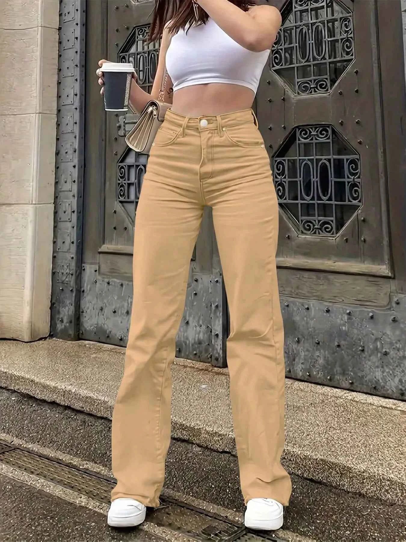 High-Waisted Wide Leg Jeans Tan 826da59b25914b27b7079eff12a13707-Max-Origin