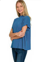 Zenana Viscose Mock Neck Short Sleeve Boxy Sweater 8270386e-b5ea-4f90-b07b-54f736d44d05-Max-Origin
