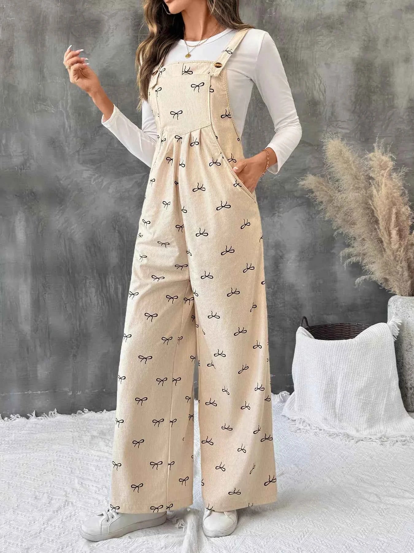 Bow Wide Leg Corduroy Overalls 82816925935443d598960c841d328213-Max-Origin