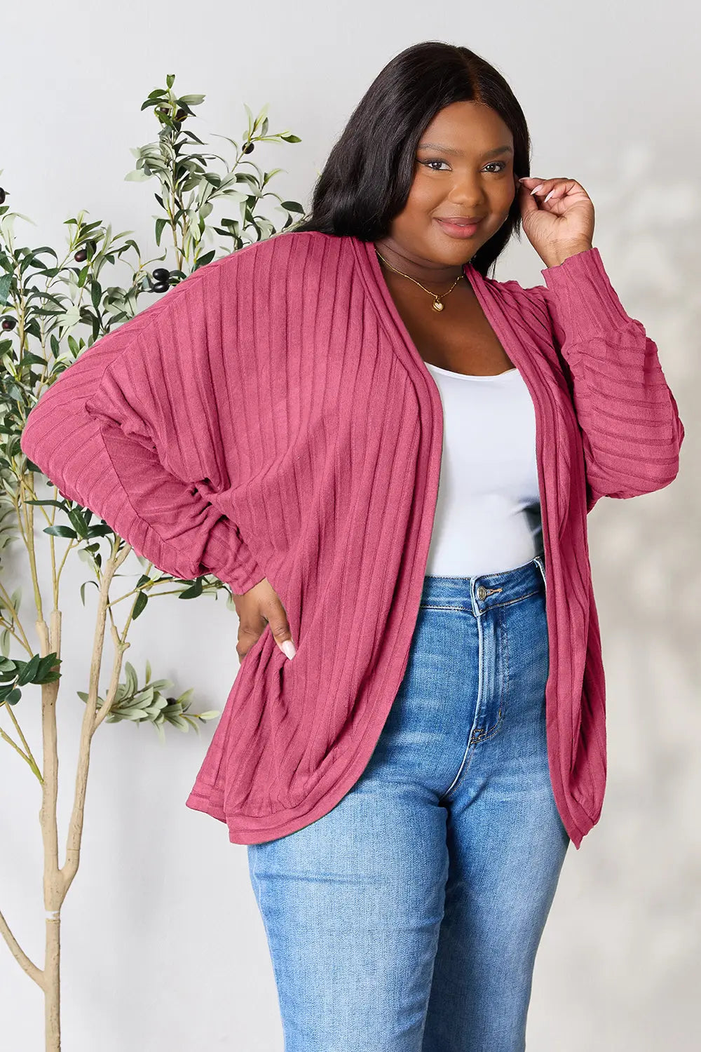 Basic Bae Full Size Ribbed Cocoon Cardigan 82834cfa3fbb4e4c8649075699d68a37-Max
