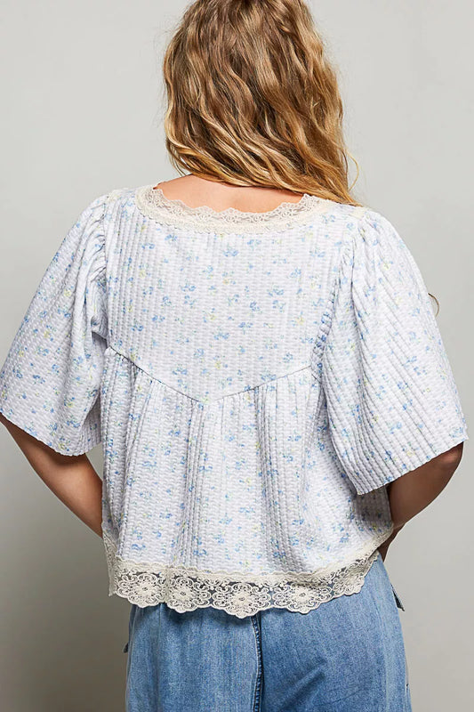 Floral Print Lace Trim Blouse 828800d8-938c-4f54-986b-78fe23182b49-Max-Origin