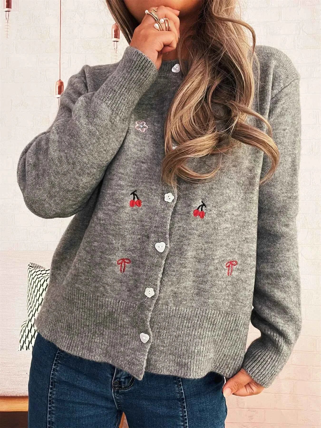 Ribbed Button-Front Knit Cardigan