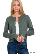 Zenana Button-Front Crewneck Long Sleeve Cropped Cardigan ASH JADE 82b1bf59f8864508b76f57fa100d4366-Max-Origin