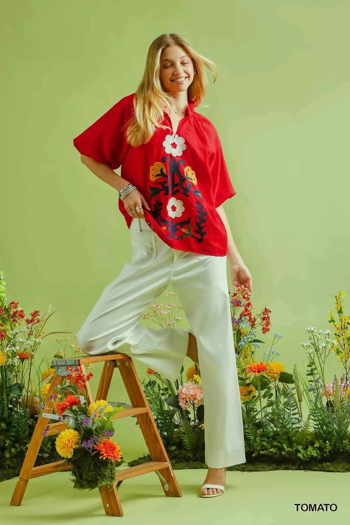 Umgee Embroidered Boho Puff Sleeve Blouse 82bb8b8d-f582-442c-a178-796c574ca8aa-Max-Origin