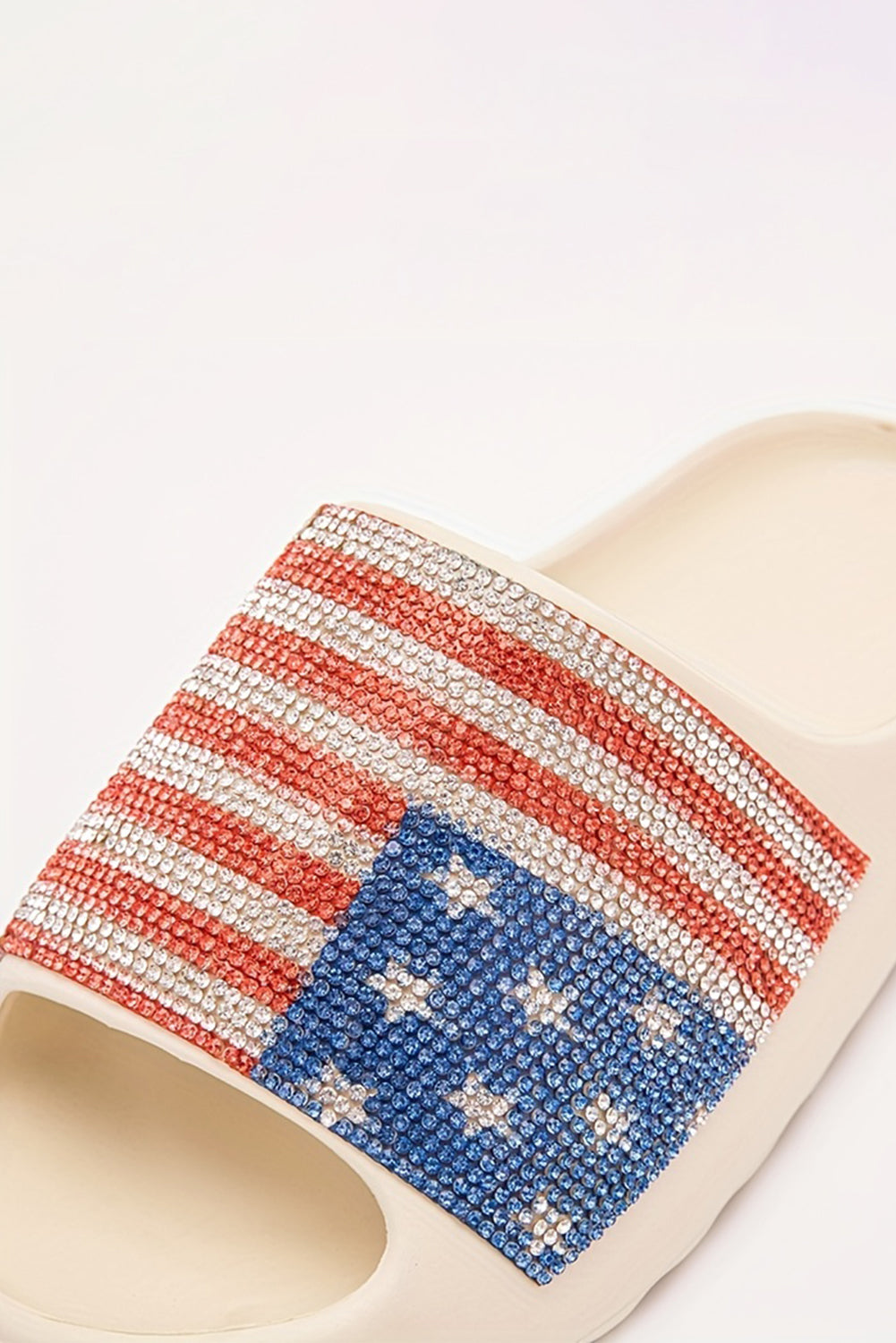 Black Rhinestone American Flag Thick Sole Slides Shoes 82c935ffdaf2d5a8