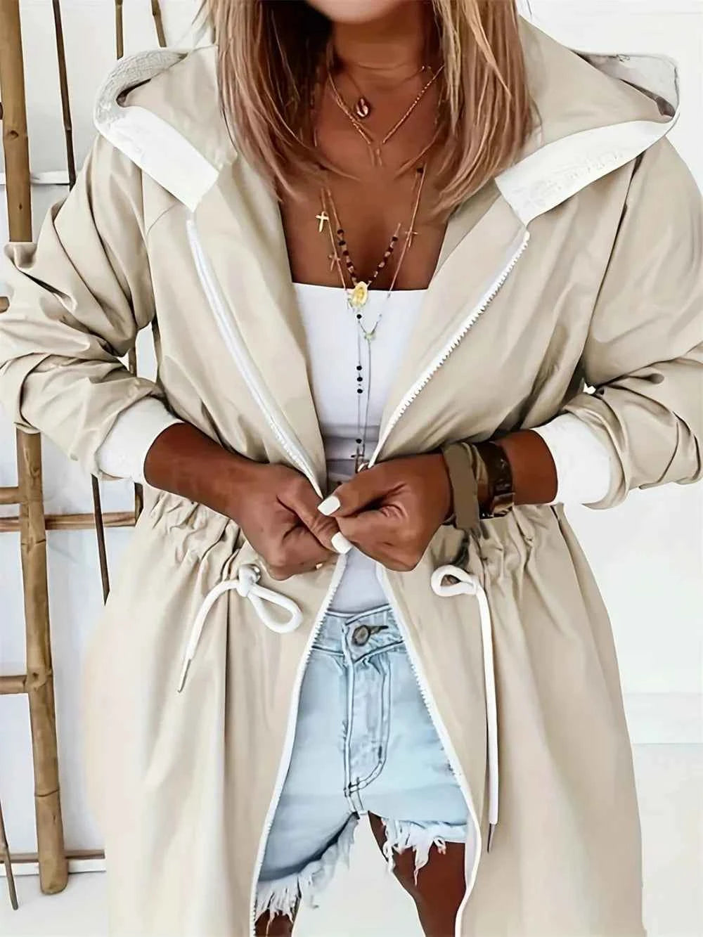 Drawstring Long Sleeve Hooded Trench Coat 82ca47ae-0e9b-4668-8f64-12a1c34a4be2-Max