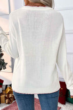 White Sweet Bow Long Sleeve Knit Sweater 82cd0ee436bc830e