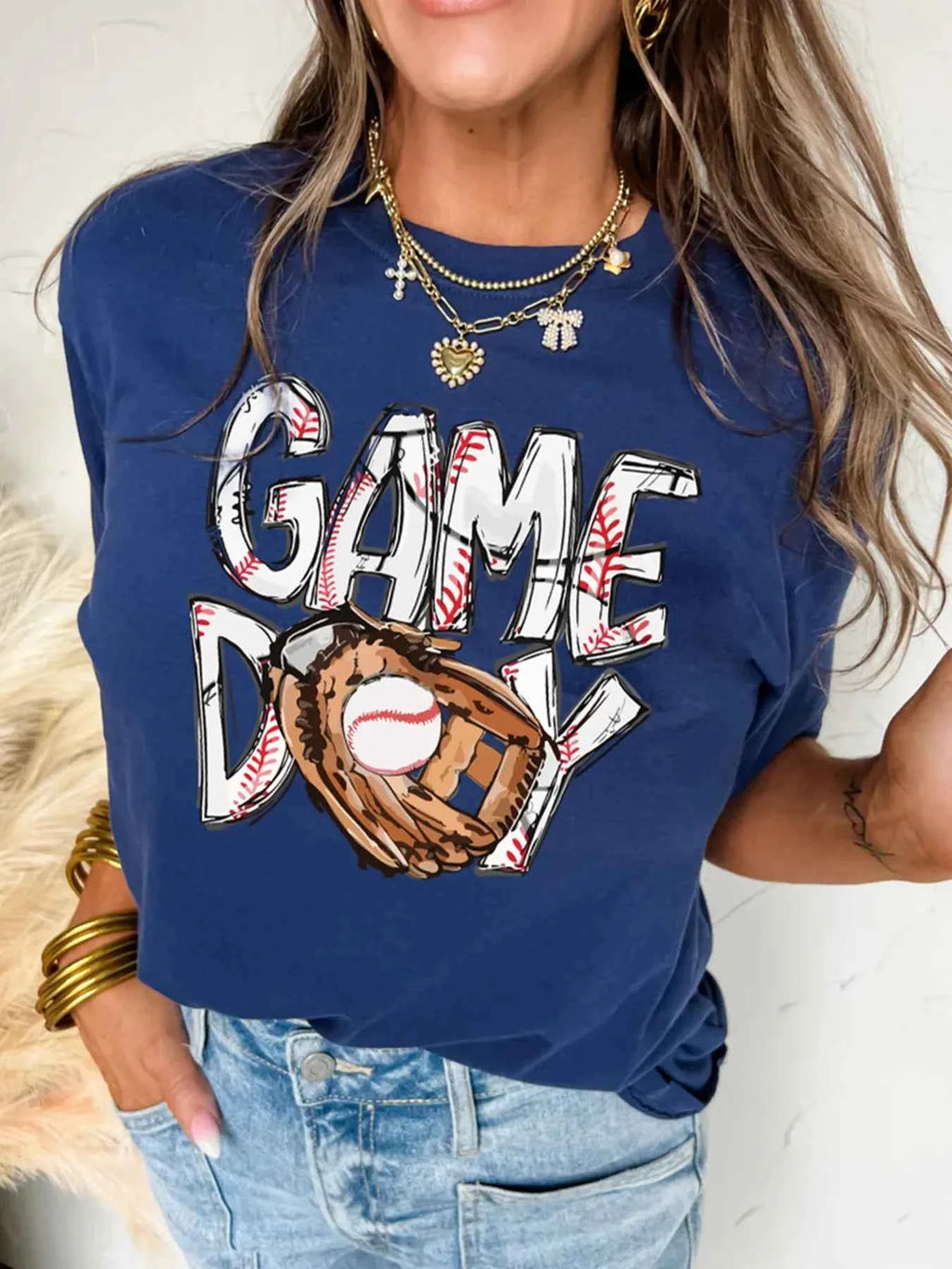GAME DAY Graphic Short Sleeve T Shirt Blue 82d79521732d4a6d93ecb8354088ddf4-Max-Origin