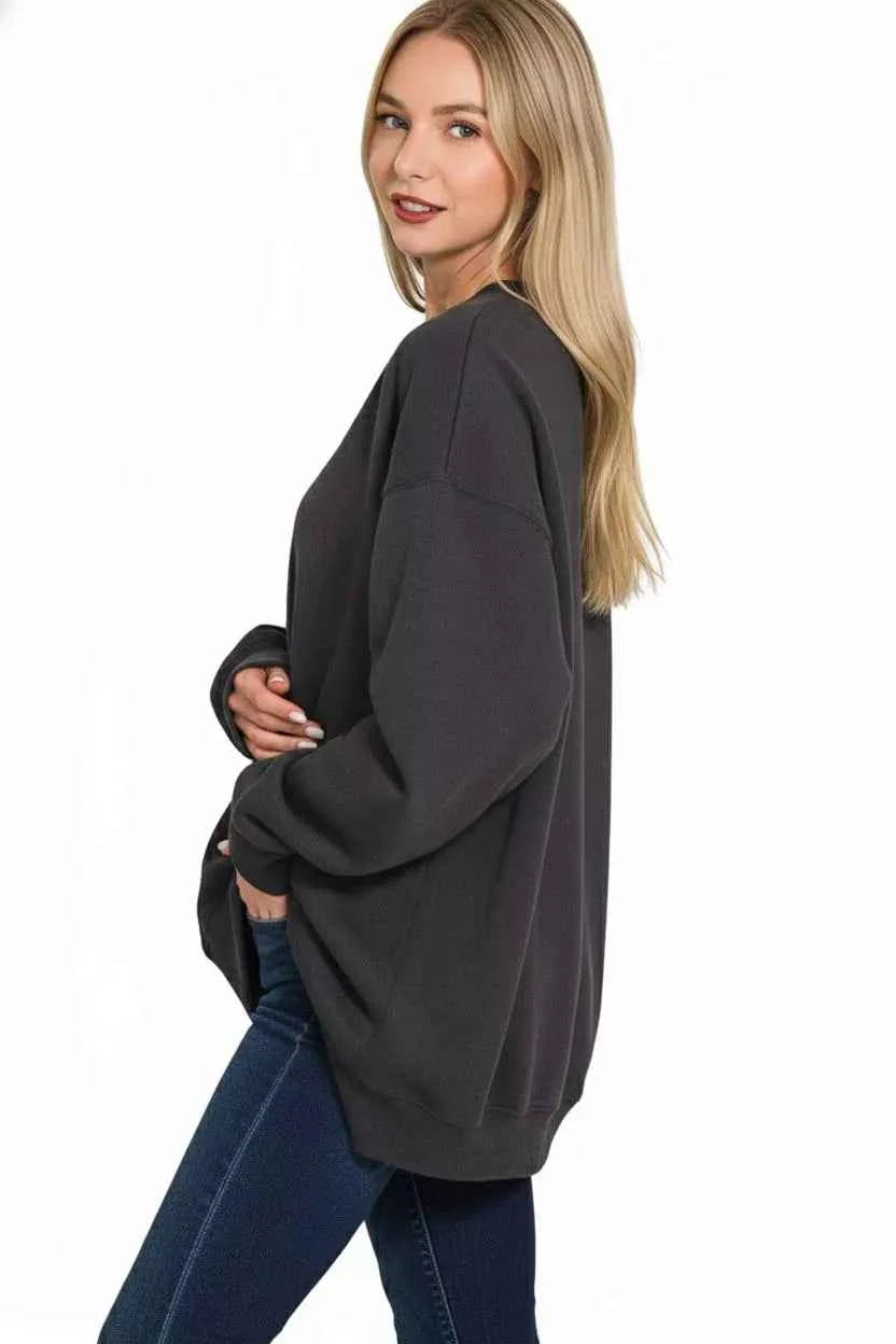 Zenana Oversized Round Neck Fleece Tunic Sweatshirt 82e1c9a8-0967-433e-84b5-35057b823570-Max-Origin