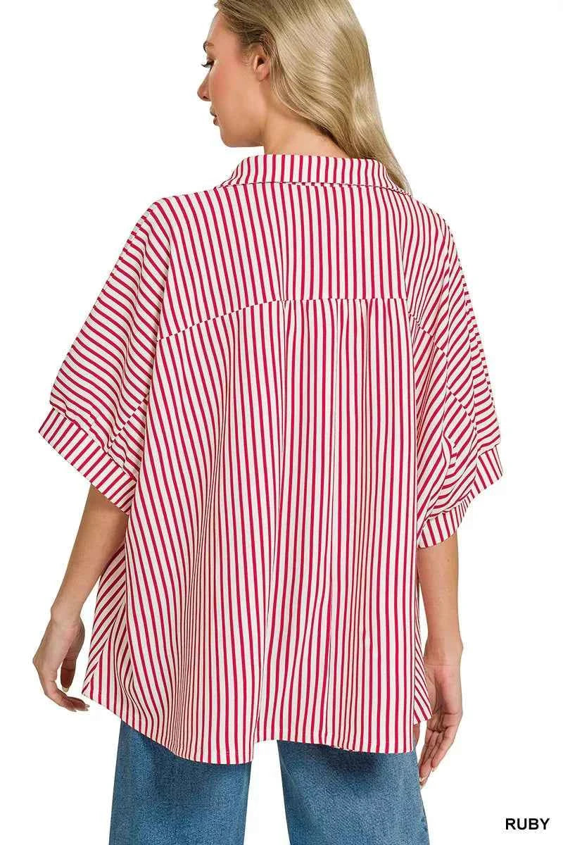 Zenana Oversized Stripe Button Down Shirt 82e66a4719ed47caa51a899f4724b9a1-Max-Origin