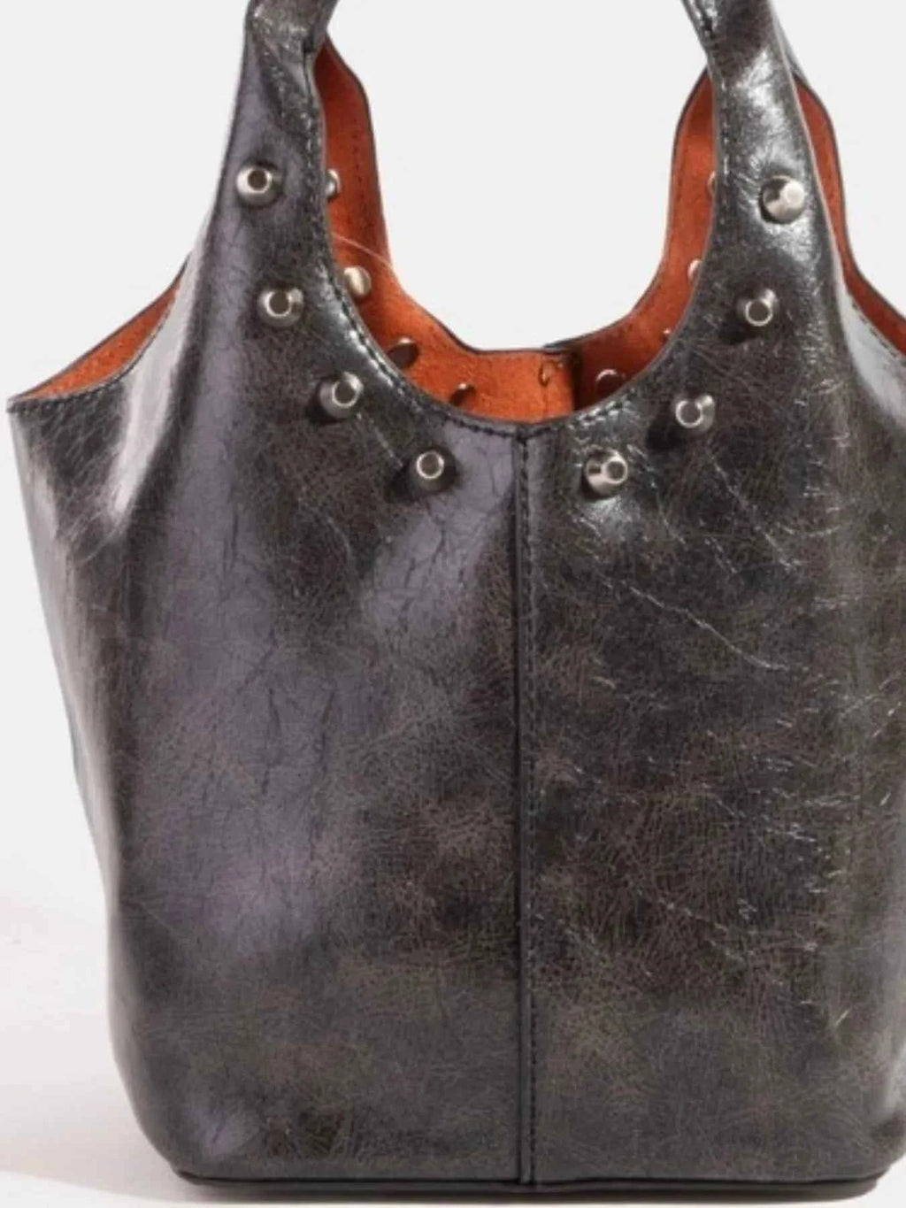 Fame Weathered Faux Leather And Studs Bucket Bag 82eb2c58-61f2-4cd1-8b5a-b8553fe92cce-Max-Origin