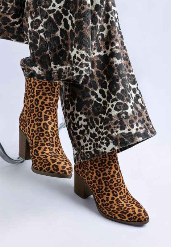 Lunara Leopard Print Block Heel Boots 82ec2fd3-f177-44a3-8e74-be96b8bc1fa1