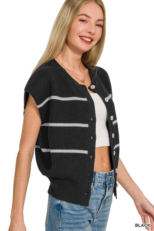 Striped Viscose Sweater Vest 82f737cb398a4d3f8b56fb42f69601de-Max