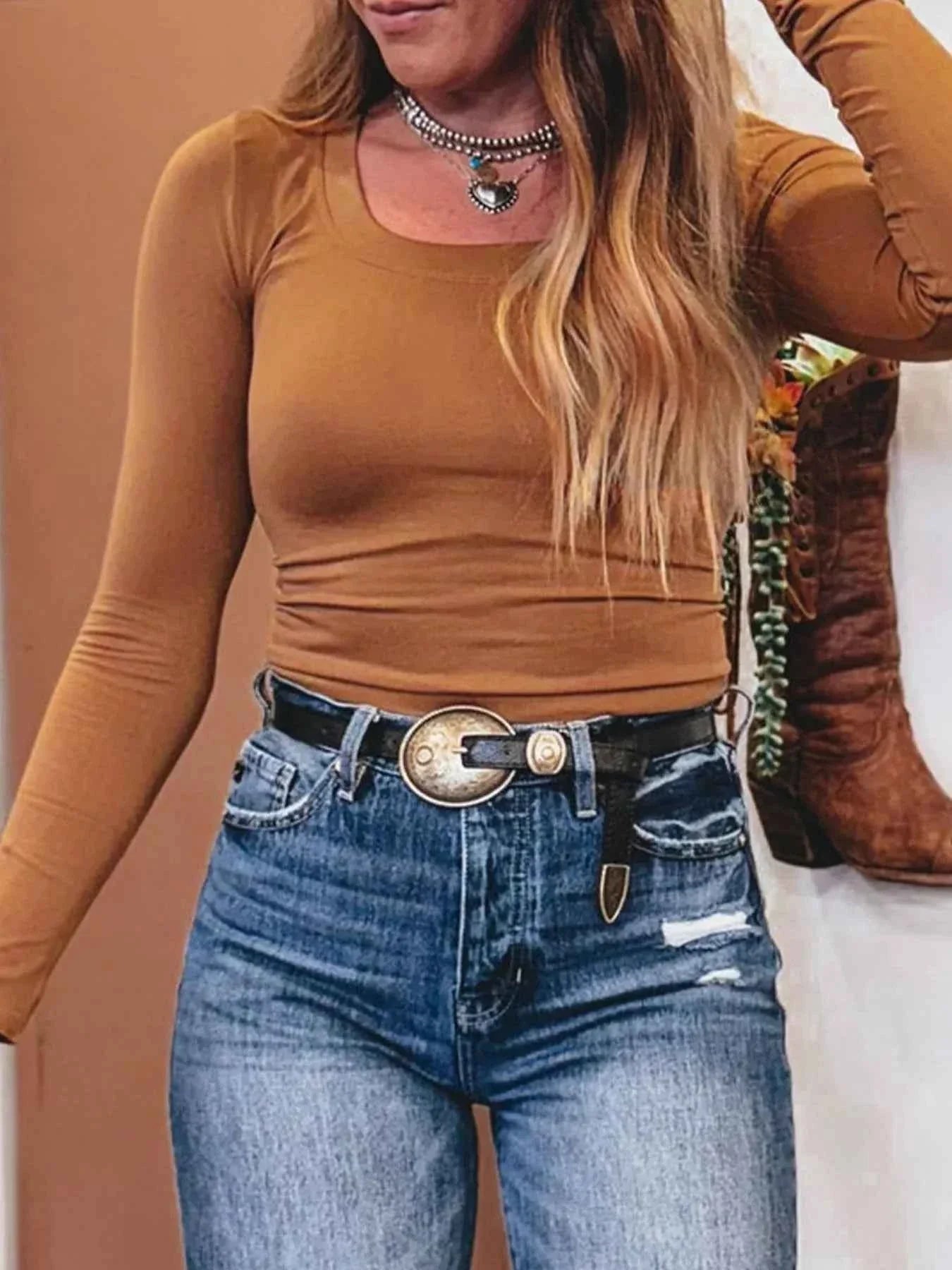 Long Sleeve Crop T-Shirt Camel 83049282-f4c6-447f-88e4-5cf75f94a2b9-Max-Origin