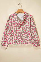 Rose Leopard Print Zip Up Hooded Sweatshirt 83094f1937b4adb4